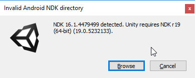 Unity3dでNDKないよのエラーの解決方法/unityバージョン2019.3.2f1
